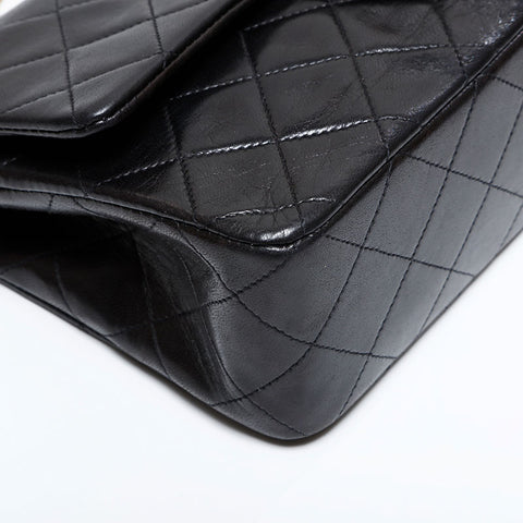 CHANEL No. 3 1994-1996 Matelasse 9.1" Double Flap Lambskin Shoulder Bag black WS21800
