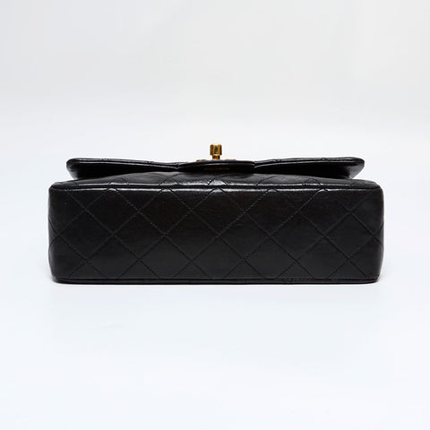 CHANEL No. 3 1994-1996 Matelasse 9.1" Double Flap Lambskin Shoulder Bag black WS21800