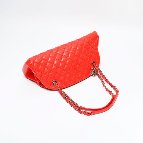 CHANEL No. 17 2012-2013 Matelasse Just Mademoiselle Caviar Skin Shoulder Bag Orange WS21801
