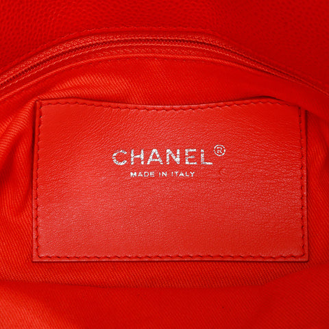 CHANEL No. 17 2012-2013 Matelasse Just Mademoiselle Caviar Skin Shoulder Bag Orange WS21801