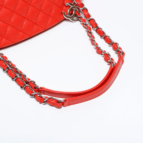 CHANEL No. 17 2012-2013 Matelasse Just Mademoiselle Caviar Skin Shoulder Bag Orange WS21801