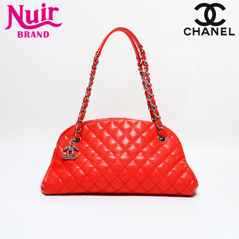 CHANEL No. 17 2012-2013 Matelasse Just Mademoiselle Caviar Skin Shoulder Bag Orange WS21801