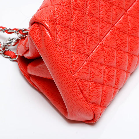 CHANEL No. 17 2012-2013 Matelasse Just Mademoiselle Caviar Skin Shoulder Bag Orange WS21801