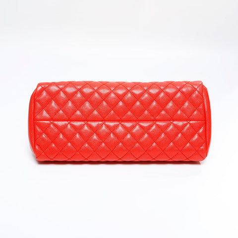 CHANEL No. 17 2012-2013 Matelasse Just Mademoiselle Caviar Skin Shoulder Bag Orange WS21801