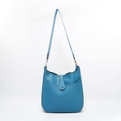 HERMES ◻︎J engraved 2006 Evelyn Courchevel Shoulder Bag blue WS21803