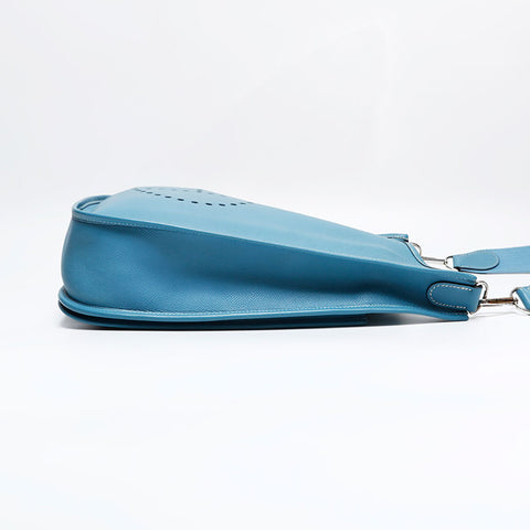 HERMES ◻︎J engraved 2006 Evelyn Courchevel Shoulder Bag blue WS21803