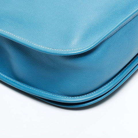 HERMES ◻︎J engraved 2006 Evelyn Courchevel Shoulder Bag blue WS21803