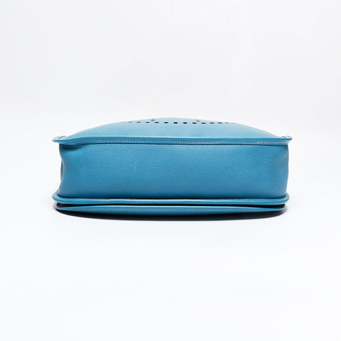 HERMES ◻︎J engraved 2006 Evelyn Courchevel Shoulder Bag blue WS21803
