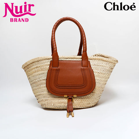 Chloe Marcy Raffia Straw Basket Bag Shoulder Bag beige WS21808