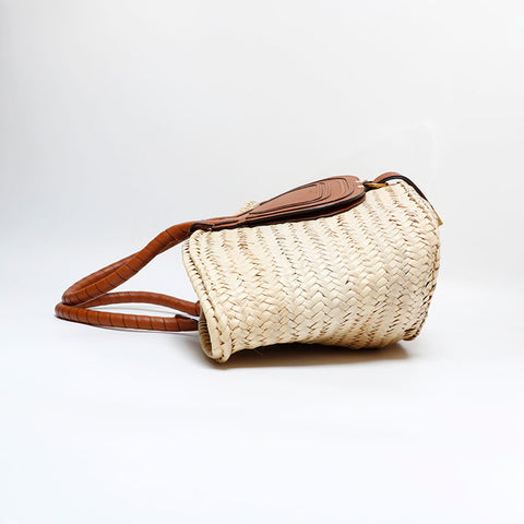 Chloe Marcy Raffia Straw Basket Bag Shoulder Bag beige WS21808