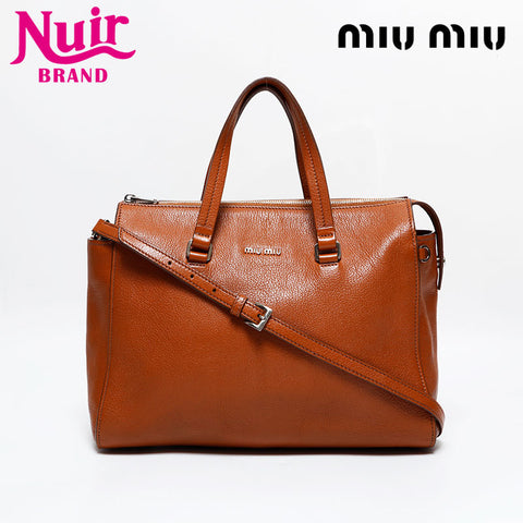 Miu Miu Leather 2way Handbag Brown WS21809