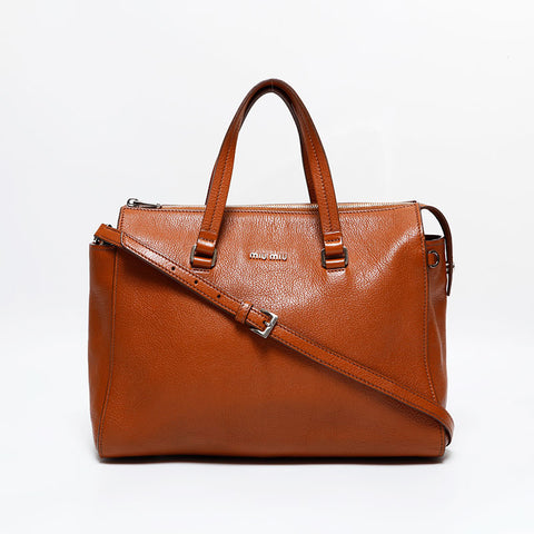 Miu Miu Leather 2way Handbag Brown WS21809