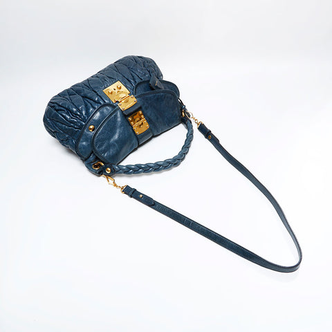 Miu Miu Matelasse Leather 2way Shoulder Bag blue WS21811