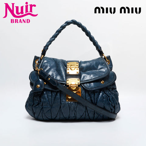 Miu Miu Matelasse Leather 2way Shoulder Bag blue WS21811