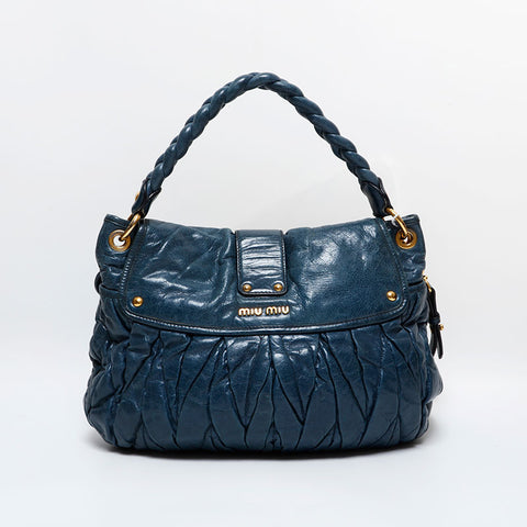 Miu Miu Matelasse Leather 2way Shoulder Bag blue WS21811