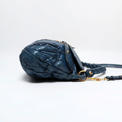 Miu Miu Matelasse Leather 2way Shoulder Bag blue WS21811