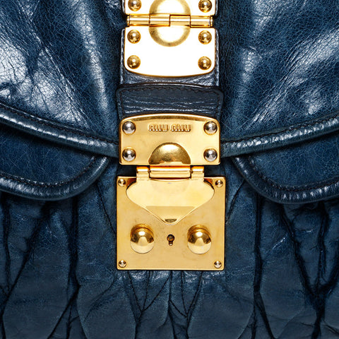 Miu Miu Matelasse Leather 2way Shoulder Bag blue WS21811