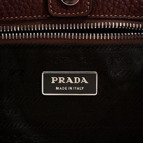 PRADA Leather one belt hobo Shoulder Bag Brown WS21818