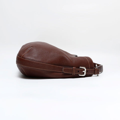 PRADA Leather one belt hobo Shoulder Bag Brown WS21818
