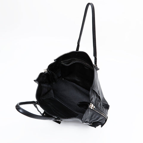 BALENCIAGA paper leather Handbag black WS21820