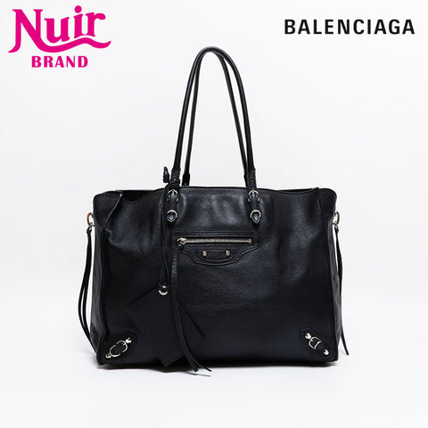 BALENCIAGA paper leather Handbag black WS21820
