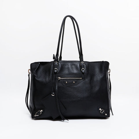 BALENCIAGA paper leather Handbag black WS21820