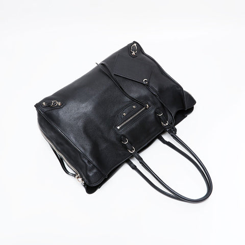 BALENCIAGA paper leather Handbag black WS21820