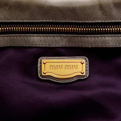 ミュウ ミュウ Miu Miu マテラッセ レザー 2way ハンドバッグ グレー WS21822