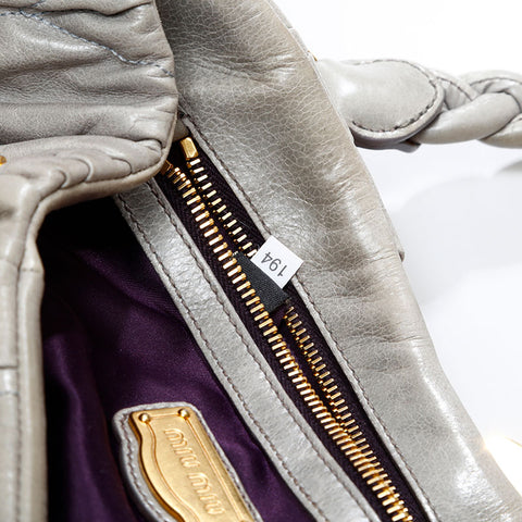 Miu Miu Matelasse Leather 2way Handbag gray WS21822