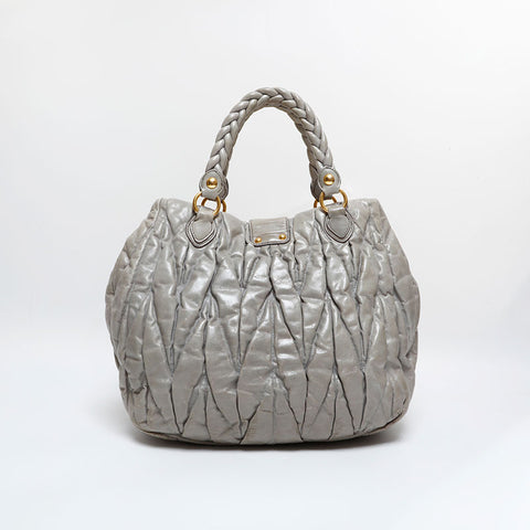 Miu Miu Matelasse Leather 2way Handbag gray WS21822
