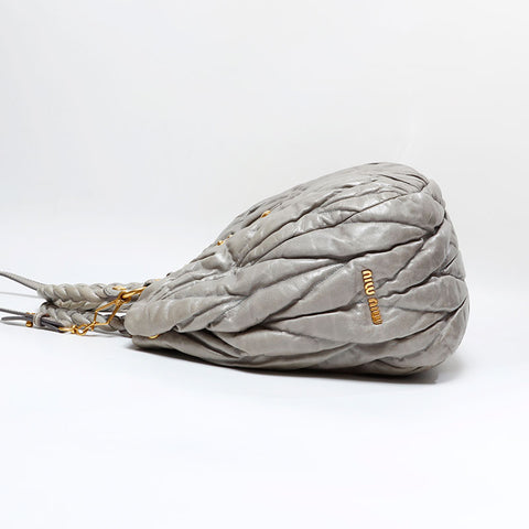 Miu Miu Matelasse Leather 2way Handbag gray WS21822