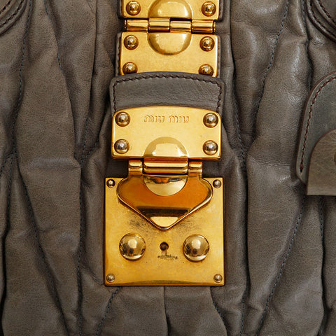 Miu Miu Matelasse Leather 2way Handbag gray WS21822