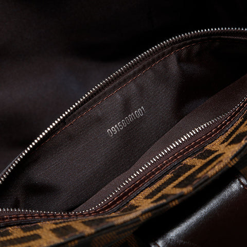 FENDI Zucca Mamma Canvas Handbag Brown WS21824