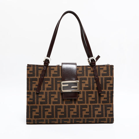 FENDI Zucca Mamma Canvas Handbag Brown WS21824