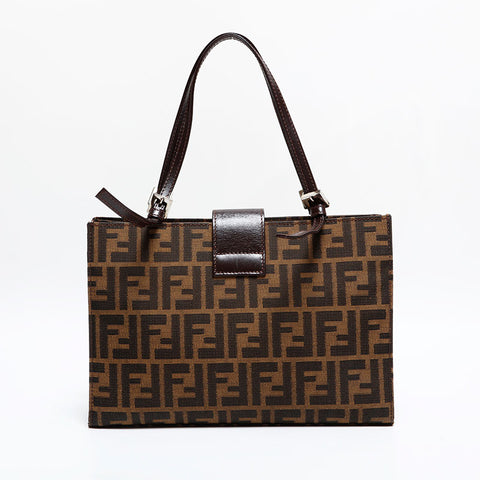 FENDI Zucca Mamma Canvas Handbag Brown WS21824