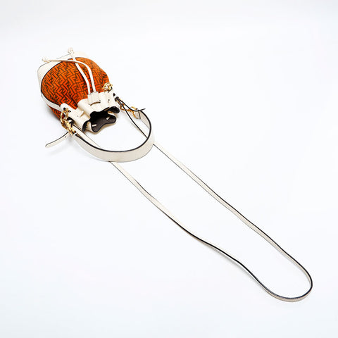 FENDI Zucchino Drawstring Bag in Suede Shoulder Bag Orange Ivory WS21826