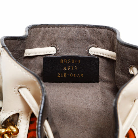 FENDI Zucchino Drawstring Bag in Suede Shoulder Bag Orange Ivory WS21826