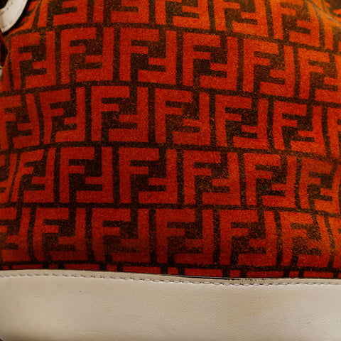 FENDI Zucchino Drawstring Bag in Suede Shoulder Bag Orange Ivory WS21826