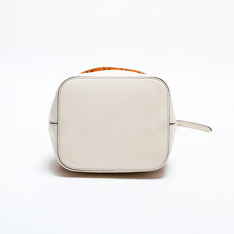 FENDI Zucchino Drawstring Bag in Suede Shoulder Bag Orange Ivory WS21826