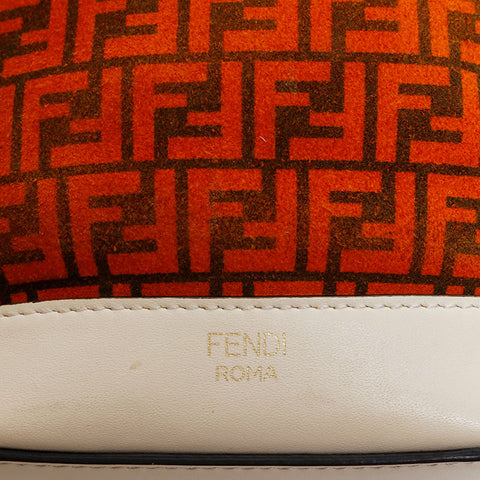 FENDI Zucchino Drawstring Bag in Suede Shoulder Bag Orange Ivory WS21826