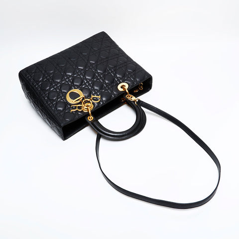 Christian Dior Lady Dior 大号皮革手提包 黑色 WS21830