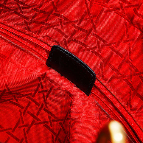 極美品 クリスチャンディオール Christian Dior レディ ディオール ラージ レザー ハンドバッグ ブラック WS21830