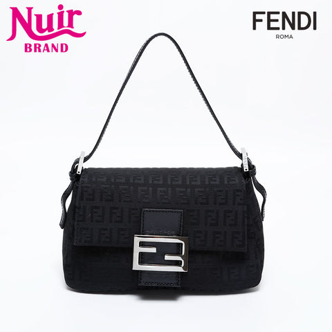 FENDI Zucchino Canvas Mini Mamma Bucket Handbag black WS21837