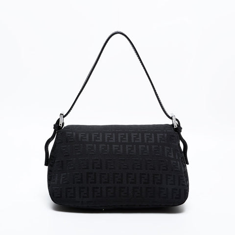 FENDI Zucchino Canvas Mini Mamma Bucket Handbag black WS21837
