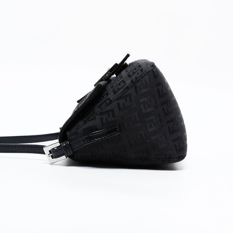 FENDI Zucchino Canvas Mini Mamma Bucket Handbag black WS21837