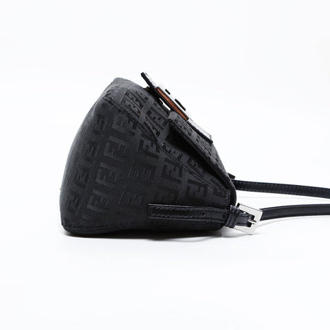 FENDI Zucchino Canvas Mini Mamma Bucket Handbag black WS21837