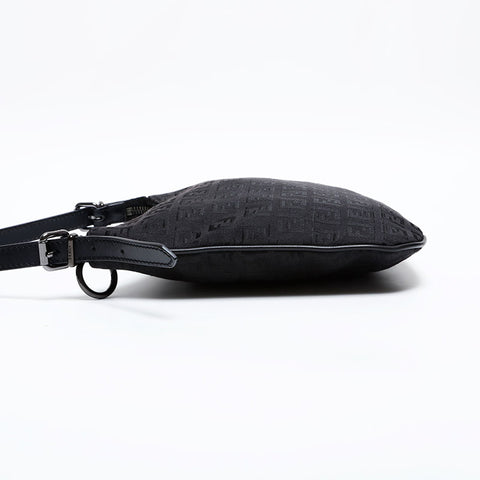 フェンディ FENDI ズッキーノ ホーボー ワンショルダー ハンドバッグ ブラック WS21838
