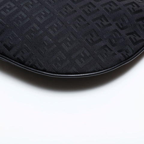フェンディ FENDI ズッキーノ ホーボー ワンショルダー ハンドバッグ ブラック WS21838