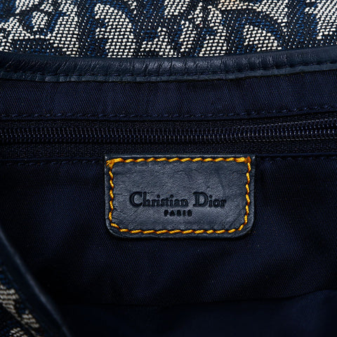 美品 クリスチャンディオール Christian Dior サドルバッグ キャンバス ショルダーバッグ ネイビー WS21839