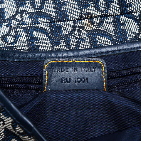 美品 クリスチャンディオール Christian Dior サドルバッグ キャンバス ショルダーバッグ ネイビー WS21839